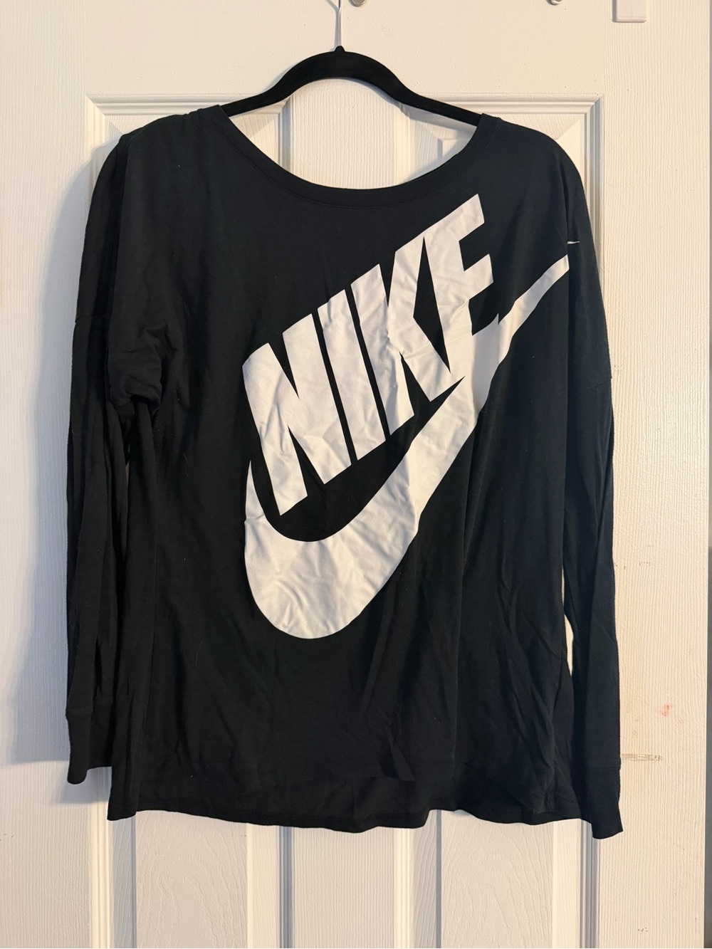 Nike Black Long Sleeve Tee with White Swoosh Logo